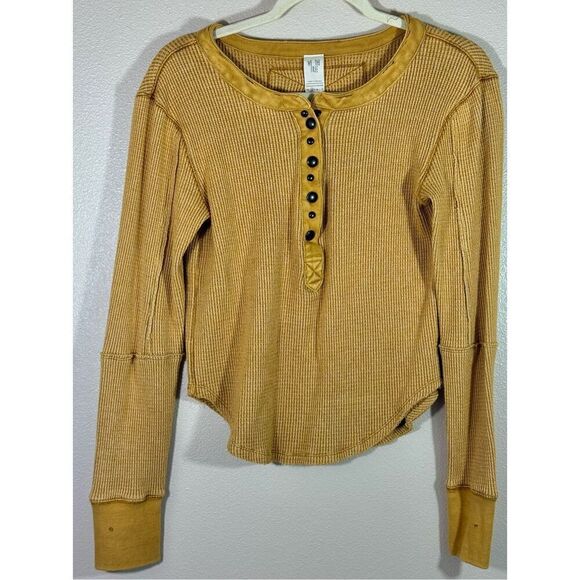 Free People Everest Thermal Waffle Knit Long Sleeve Henley Top Shirt Women's XS - Picture 2 of 9